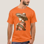 Vintage hispanische Kultur Sarape Sombrero T-Shirt (Vorderseite)
