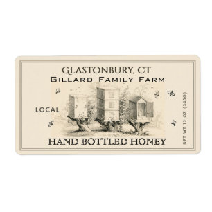 Vintage Hives Handgefüllte Rohloackerhonigetikette