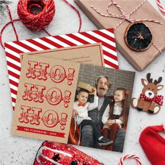 Vintage HO HO HO Spaß Weihnachts-Weihnachtskarte Feiertagskarte