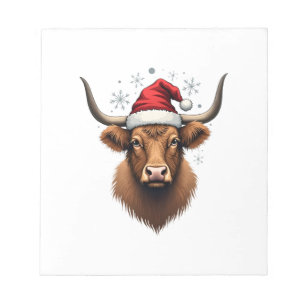 Vintage-Hochlandkuh-Weihnachtsdesign mit Santa-Hut Notizblock