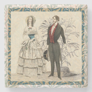 Vintage- Hochzeit 1844 viktorianische Ehe Kunstwer Steinuntersetzer