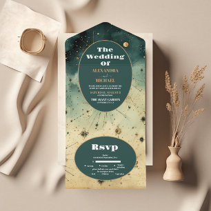 Vintage Hochzeit All In One Einladung