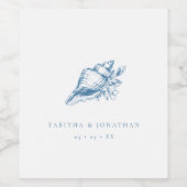 Vintage Hochzeit am Blue Seashell Coastal Weinetikett (Einzelnes Label)