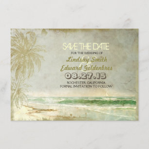 Vintage Hochzeit am Strand Save the Date Karte