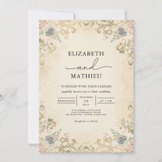 Vintage Hochzeit an der Grenze Einladung