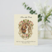 Vintage Hochzeit Ankündigungspostkarte (Stehend Vorderseite)