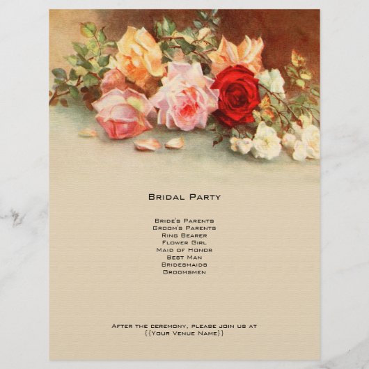 Vintage Hochzeit, antike Rose Blume Stillleben (Rückseite)