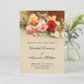 Vintage Hochzeit, antike Rose Blume Stillleben Einladung (Stehend Vorderseite)