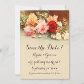 Vintage Hochzeit, antike Rose Blume Stillleben Magneteinladung (Vorderseite)