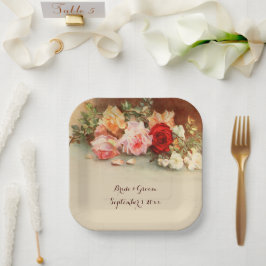 Vintage Hochzeit, antike Rose Blume Stillleben Pappteller