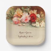 Vintage Hochzeit, antike Rose Blume Stillleben Pappteller (Vorderseite)