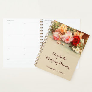 Vintage Hochzeit, antike Rose Blume Stillleben Planer