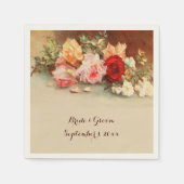 Vintage Hochzeit, antike Rose Blume Stillleben Serviette (Vorderseite)