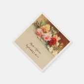 Vintage Hochzeit, antike Rose Blume Stillleben Serviette (Ecke)