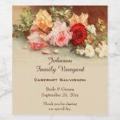 Vintage Hochzeit, antike Rose Blume Stillleben Weinetikett (Einzelnes Label)