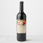 Vintage Hochzeit, antike Rose Blume Stillleben Weinetikett (Vorderseite)