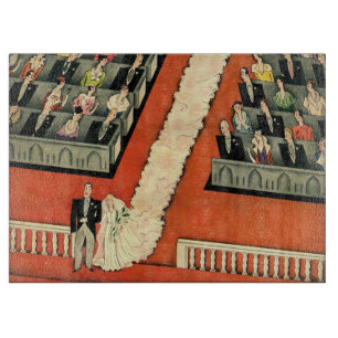 Vintage-Hochzeit, Art Deco Braut und Bräutigam Fri Schneidebrett