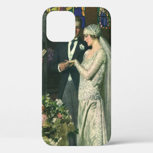 Vintage Hochzeit, Braut und Bräutigam mit Menorah iPhone 12 Hülle