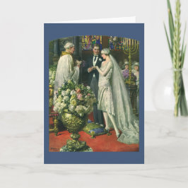 Vintage Hochzeit, Braut und Bräutigam mit Menorah Karte