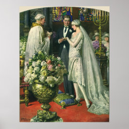 Vintage Hochzeit, Braut und Bräutigam mit Menorah Poster