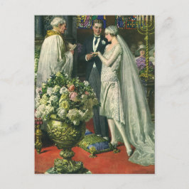 Vintage Hochzeit, Braut und Bräutigam mit Menorah Postkarte