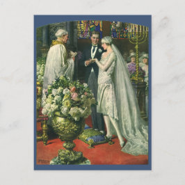 Vintage Hochzeit, Braut und Bräutigam Save the Dat Ankündigungspostkarte