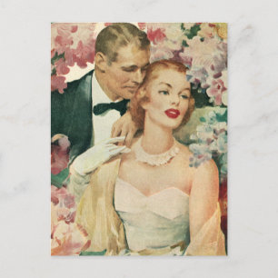 Vintage Hochzeit, Braut und Bräutigam Save the Dat Ankündigungspostkarte