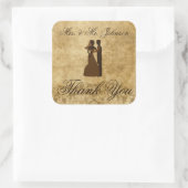 Vintage Hochzeit Bride Groom Vielen Dank Quadratischer Aufkleber (Tasche)