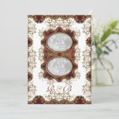 Vintage Hochzeit burgundy Gold Einladung (Stehend Vorderseite)