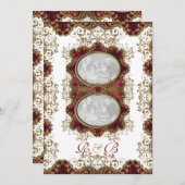Vintage Hochzeit burgundy Gold Einladung (Vorne/Hinten)