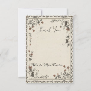 Vintage Hochzeit Dankeskarten mit Blumenrand Dankeskarte