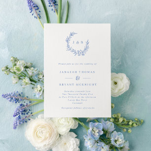 Vintage Hochzeit der Blauen Blumenzange Einladung