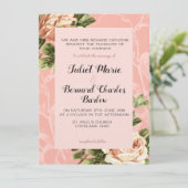 Vintage Hochzeit der Blush-Rose Einladung (Stehend Vorderseite)
