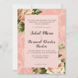 Vintage Hochzeit der Blush-Rose Einladung