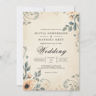 Vintage Hochzeit der Flora Arch Romance Einladung