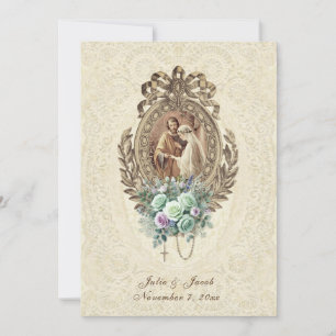 Vintage Hochzeit der katholischen Kirche Einladung