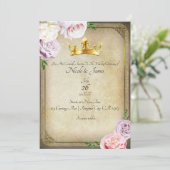 Vintage Hochzeit der königlichen Goldkrone Einladung (Stehend Vorderseite)