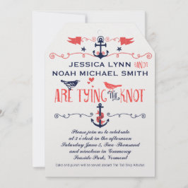 Vintage Hochzeit der Marine Coral Bird Einladung
