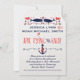 Vintage Hochzeit der Navy mit modernen Korallenwal Einladung