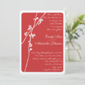 Vintage Hochzeit der Roten Wildblume Einladung (Stehend Vorderseite)