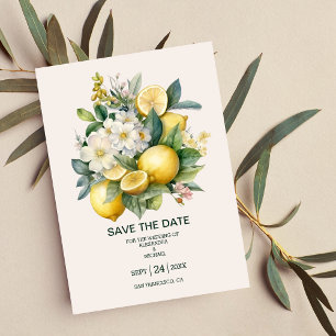 Vintage Hochzeit der Wasserfarbe Sommerzitrus Save The Date