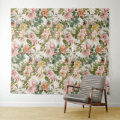 Vintage Hochzeit des blorrosa Gelbbvögels Wandteppich (Beispiel (Horizontal))