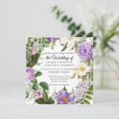 Vintage Hochzeit des Botanischen Lavendels Einladung (Stehend Vorderseite)