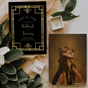 Vintage Hochzeit des Deko Black Gold Foto aus den  Save The Date