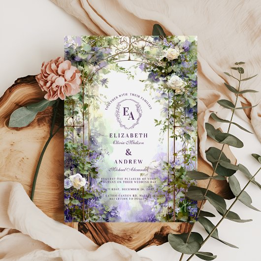 Vintage Hochzeit des Schmiedeeisergärtens Einladung