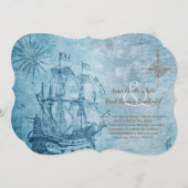 Vintage Hochzeit eines Schiffes Einladung (Vorne/Hinten)