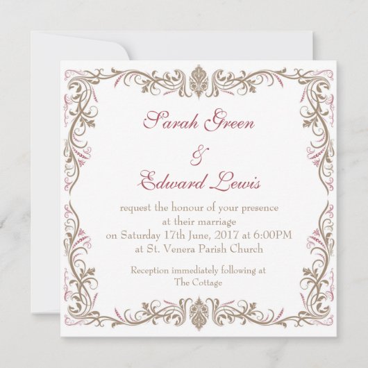 Vintage Hochzeit Einladung (Vorderseite)