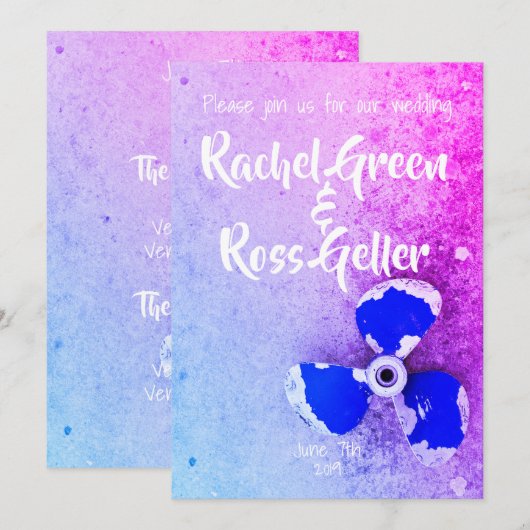 Vintage Hochzeit Einladung (Vorne/Hinten)