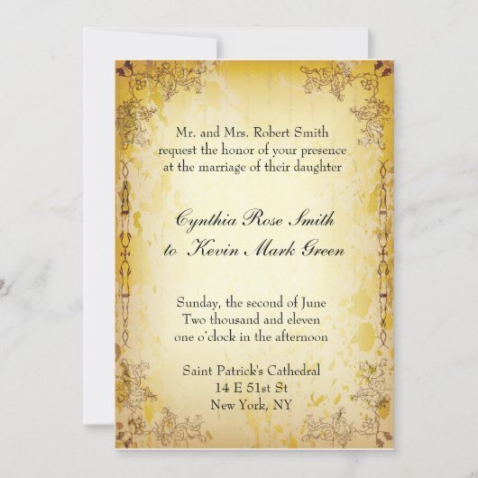 Vintage Hochzeit Einladung (Vorderseite)