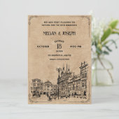 Vintage Hochzeit Einladung (Stehend Vorderseite)